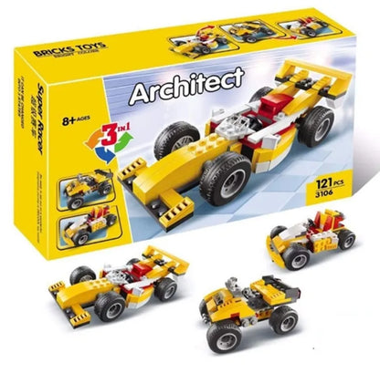 Architect Super Racer 3-in-1 Building Blocks Set – 121 Pieces