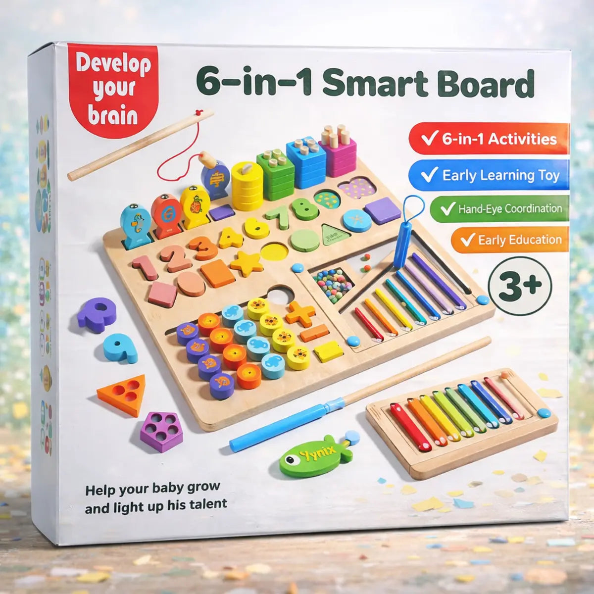 6-in-1 Montessori Wooden Smart Board - Deliverrpk.