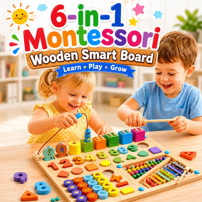6-in-1 Montessori Wooden Smart Board - Deliverrpk.