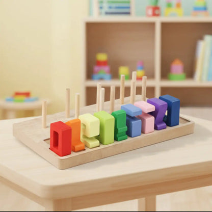 Wooden Number Board for Kids Counting Sorting Stacking Montessori Learning Toy