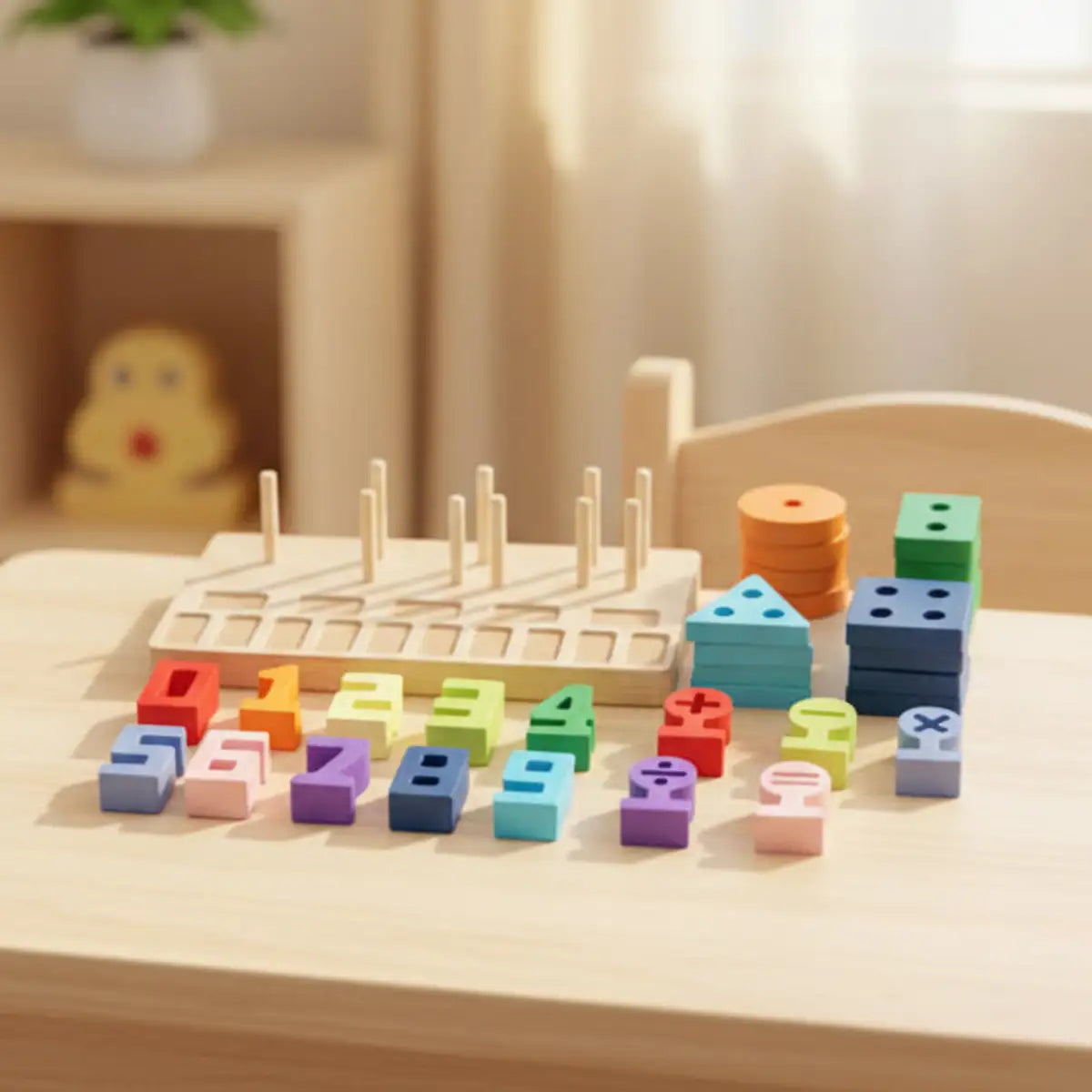 Wooden Number Board for Kids Counting Sorting Stacking Montessori Learning Toy