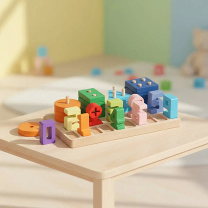 Wooden Number Board for Kids Counting Sorting Stacking Montessori Learning Toy