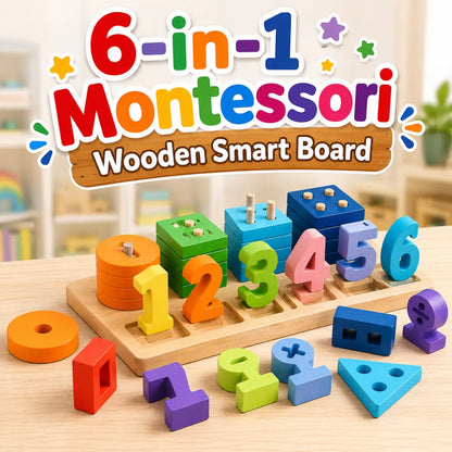 Wooden Number Board for Kids Counting Sorting Stacking Montessori Learning Toy