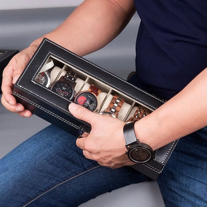 6 Slot Watch Organizer Box for Watch Storage and Display