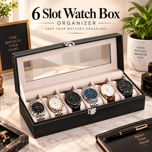 6 slot watch storage box with glass top