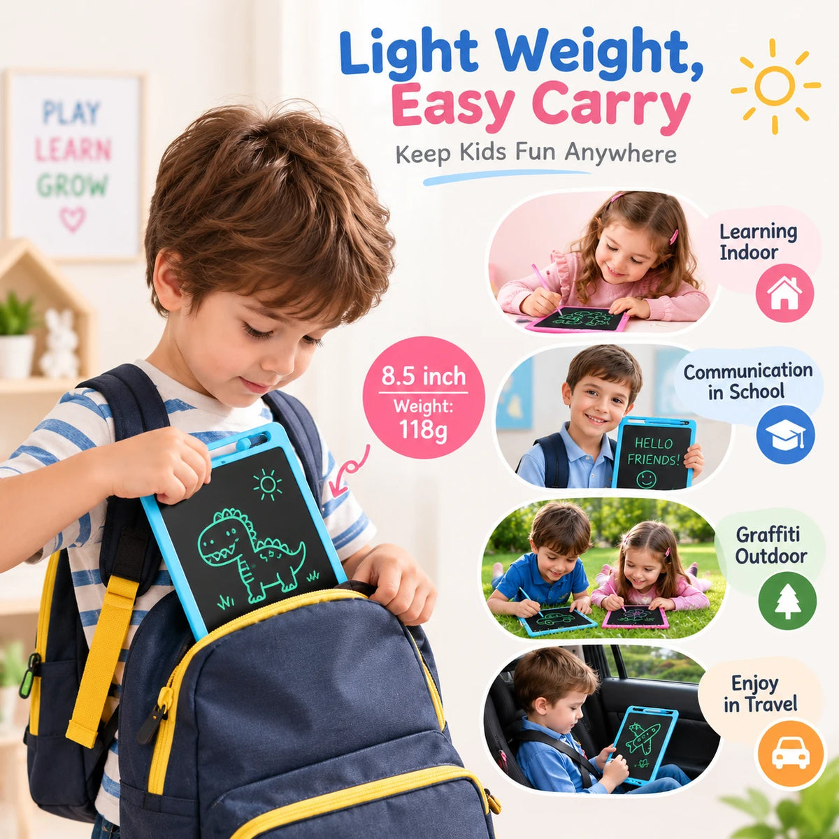 6.5 inch LCD Writing Tablet Multicolor Screen Erasable Writing Board