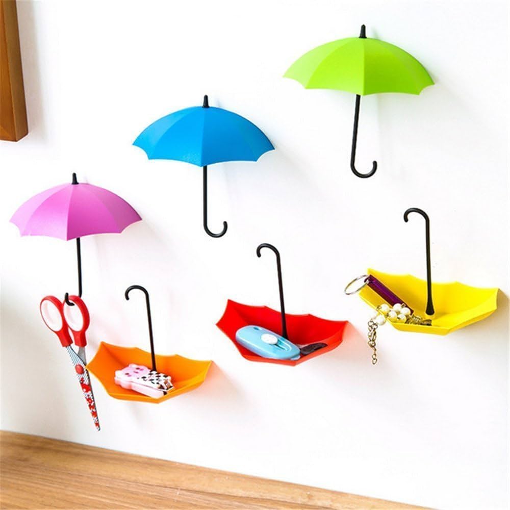 Umbrella Drop Style Clothes Key Hat Wall Hanger Hooks,Multipurpose Holder 3 Pcs In 1 Set (Random Color) - Deliverrpk