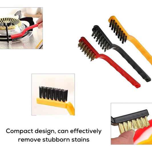 3 Pcs Mini Wire Brush Set Steel Brass Nylon Brush Cleaning Metal Rust Clean Deliverrpk