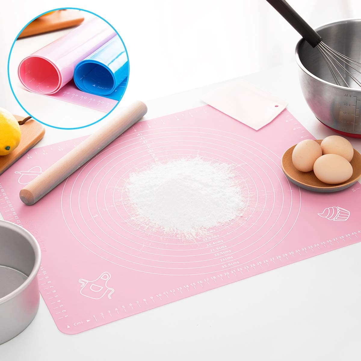 Non-Stick Silicone Baking Mat With Measurements Heat Resistant Cookie Sheet Oven Liner (Multi color) 40x50 cm Deliverrpk