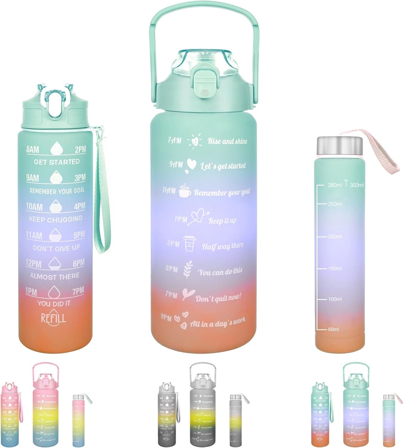 3pcs Colourful Water Bottle Set - Deliverrpk