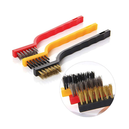 3 Pcs Mini Wire Brush Set Steel Brass Nylon Brush Cleaning Metal Rust Clean Deliverrpk