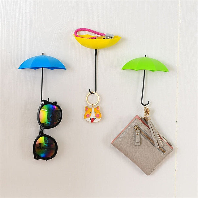 Umbrella Drop Style Clothes Key Hat Wall Hanger Hooks,Multipurpose Holder 3 Pcs In 1 Set (Random Color) - Deliverrpk