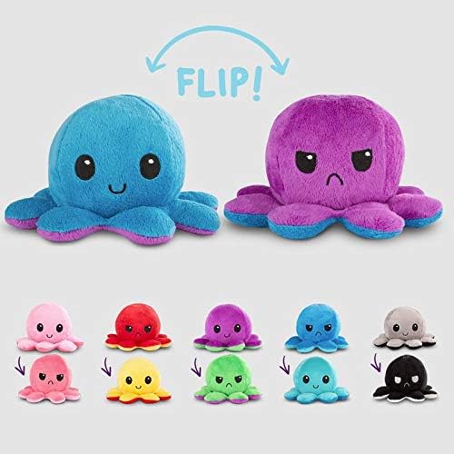 Reversible Octopus Plush, Adorable, Soft Cotton Soft, Double Sided Gift for Kids, Emotional Flap - Deliverrpk