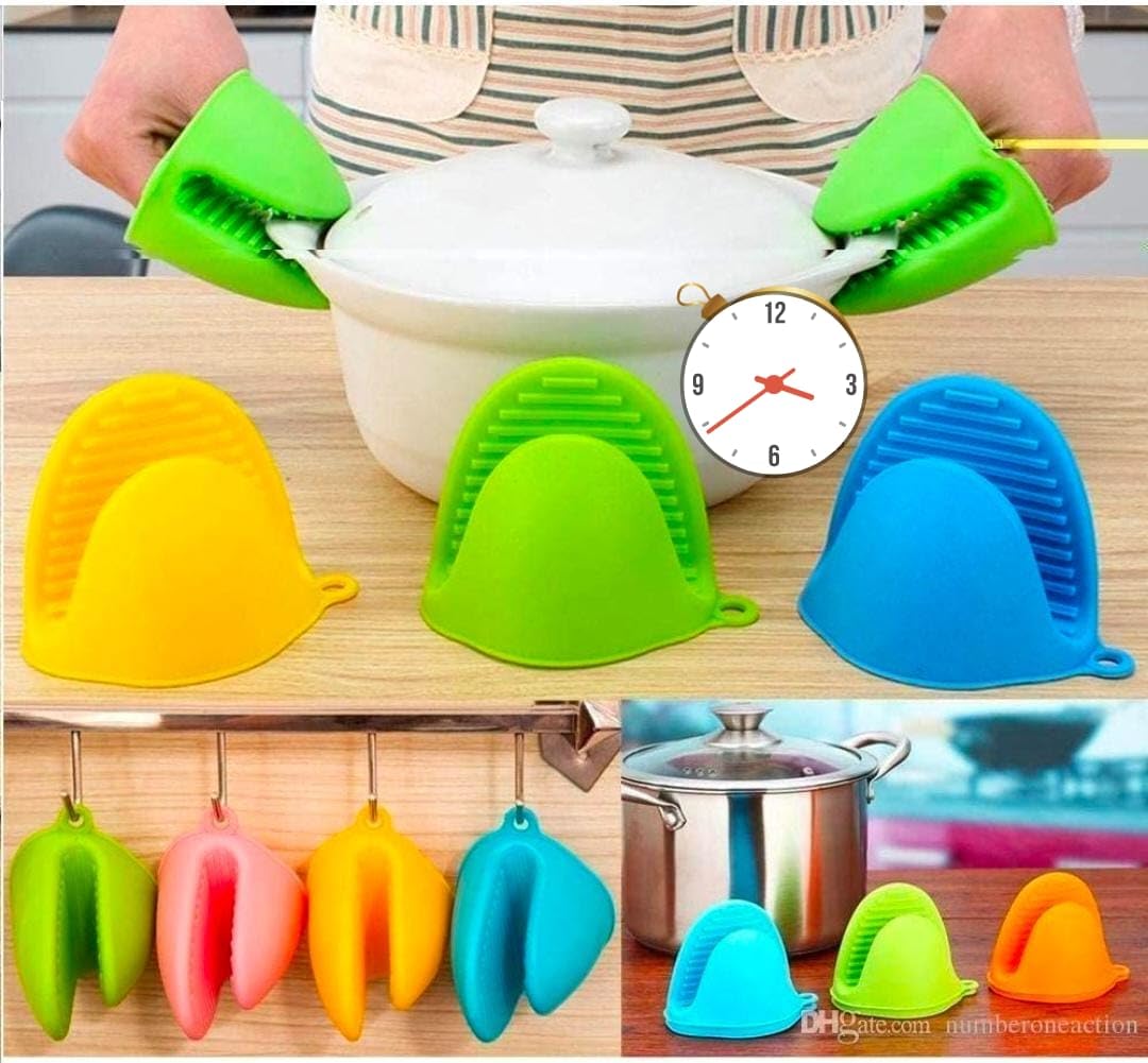 1pc Silicone Heat Resistant Pot Holder Oven Mitt Mini Anti Skid Insulation Cooking Pinch Grip Bowl Clips Kitchen Gloves Tools - Deliverrpk