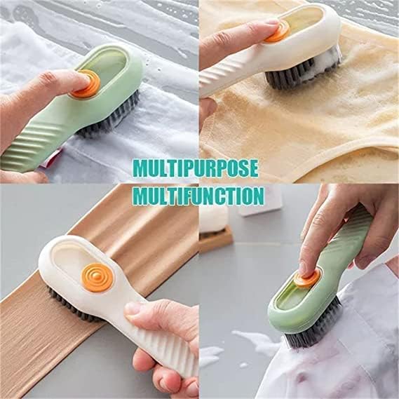 Cleaning Brush with Soap Dispenser | Long Handle | Soft Bristle | Shoes & Clothes Cleaner | Household Laundry Cleaning Tool - Deliverrpk