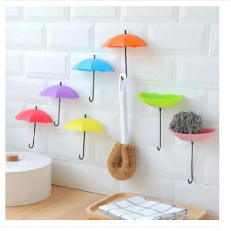 Umbrella Drop Style Clothes Key Hat Wall Hanger Hooks,Multipurpose Holder 3 Pcs In 1 Set (Random Color) - Deliverrpk