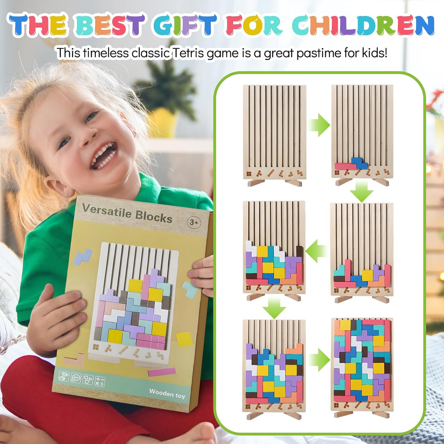 Wooden Educational & Colorful Geometric Versatile Blocks