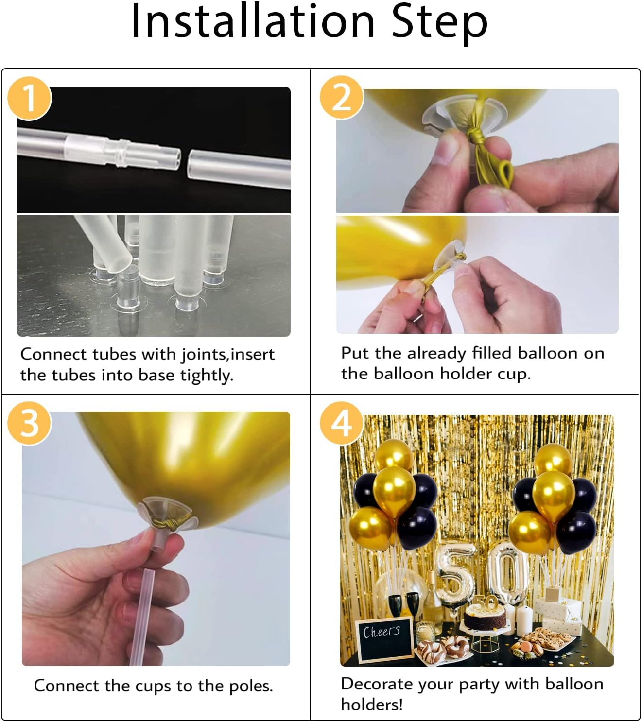 7 Tubes Balloons Holder Column Stand Balloon Stand Kit,Reusable Clear Balloon Holder Deliverrpk