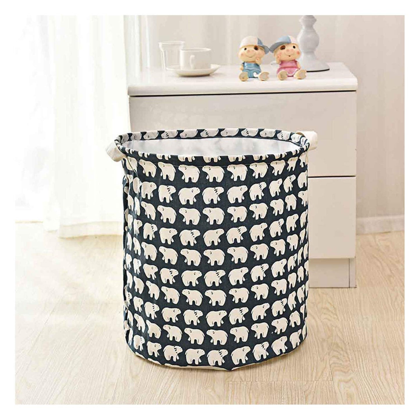 Folding Cotton Fabric Waterproof Laundry Basket Dirty Clothes Toy Storage Basket - Multi Design Deliverrpk