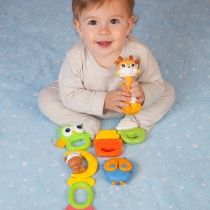 Cute Hand Baby Rattle & Teether Set