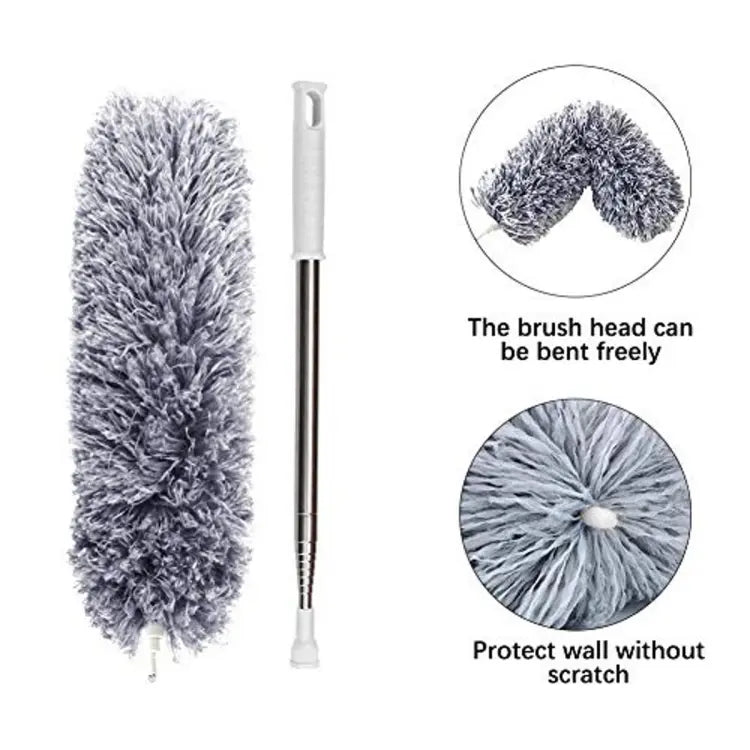 Microfiber Feather Duster Extendable Cobweb Duster with 100 inches Extra Long Pole, Bendable Head & Scratch-Resistant Hat for Cleaning Ceiling Fan, High Ceiling, Blinds, Furniture & Cars - Deliverrpk