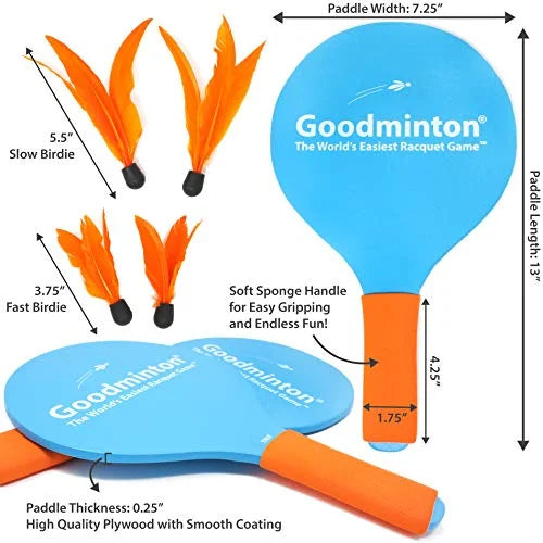 Goodminton | The World's Easiest Racket Game | an Indoor Outdoor Year-Round Fun Racquet Game for Boys, Girls, and People of All Ages - Deliverrpk