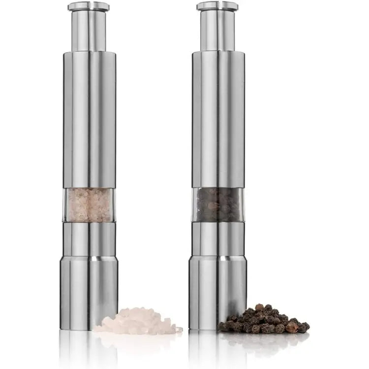 Salt and Pepper Grinder Gourmet Original Pump and Stainless Steel One Hand Operation Grind Herb or Spice Cooking Gadgets Grinder - Deliverrpk