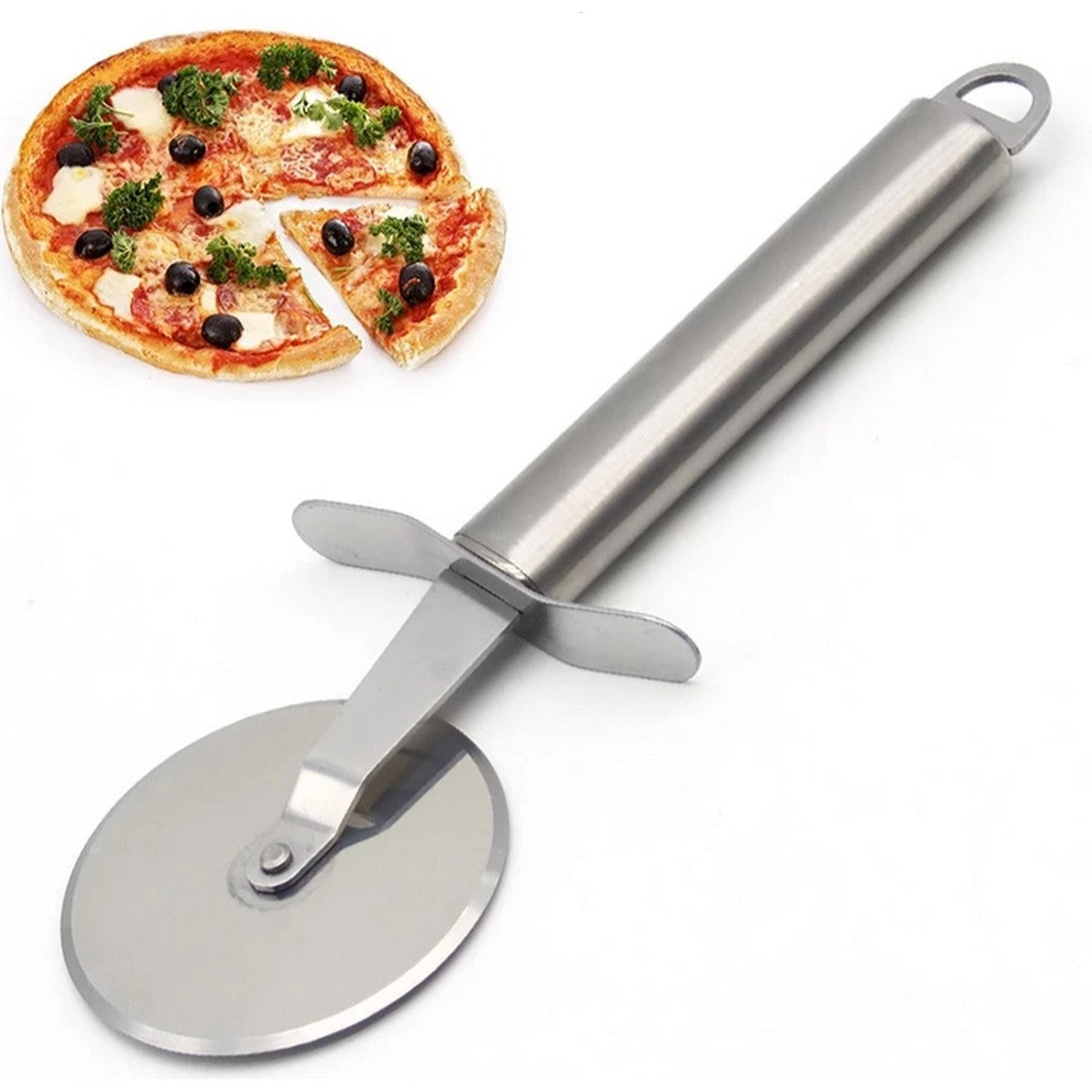 Pizza Cutter Wheel, Stainless Steel, Sharp blade, Silver and Multicolor - Deliverrpk