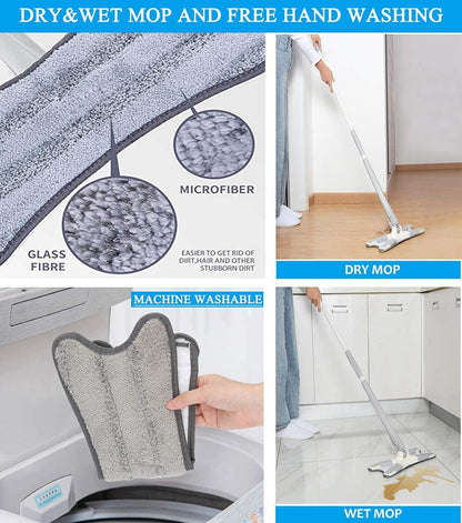 X-type Floor Mop with Microfiber Pads 360 Degree Flat Mop for Home Replace Hand-free Wash Household Cleaning Tools - Deliverrpk