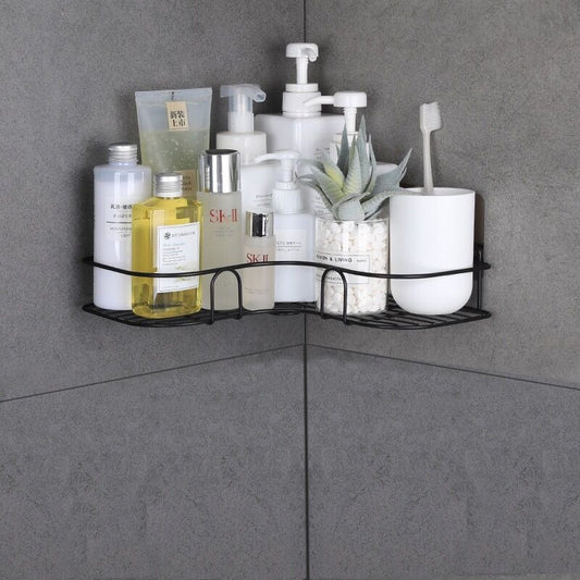 Bathroom Kitchen Punch Corner Frame Shower Shelf Wrought Iron Shampoo Storage Rack - Deliverrpk