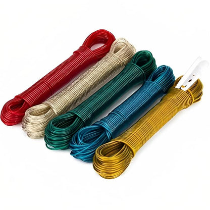 20 Meters Strong Wet Cloth Laundry Rope Coated Metal Cloth Drying Wire Deliverrpk