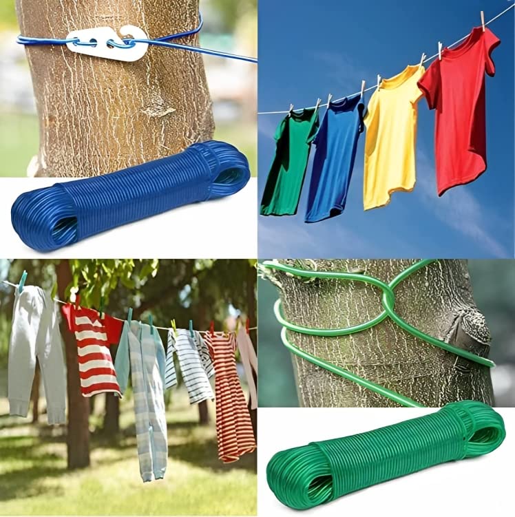 20 Meters Strong Wet Cloth Laundry Rope Coated Metal Cloth Drying Wire Deliverrpk