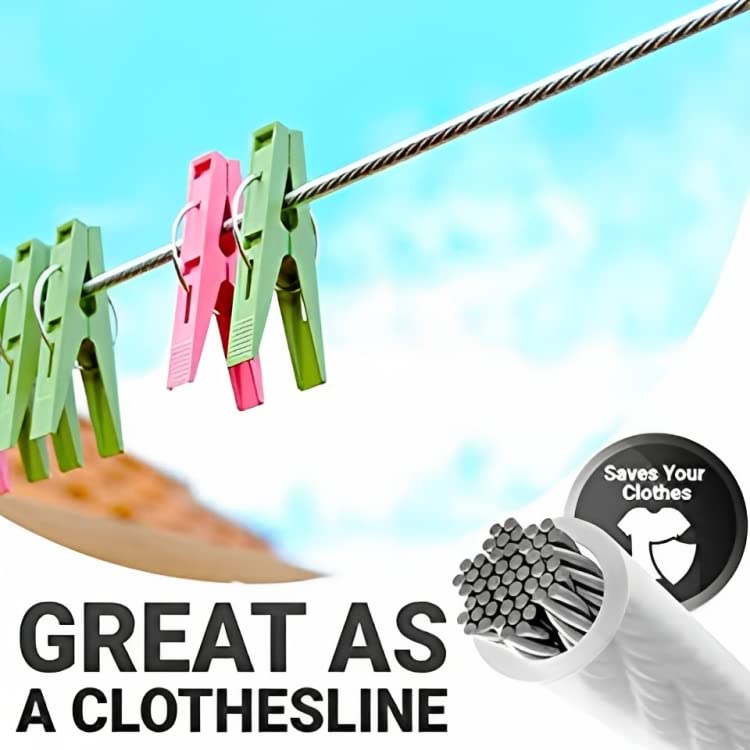 20 Meters Strong Wet Cloth Laundry Rope Coated Metal Cloth Drying Wire Deliverrpk