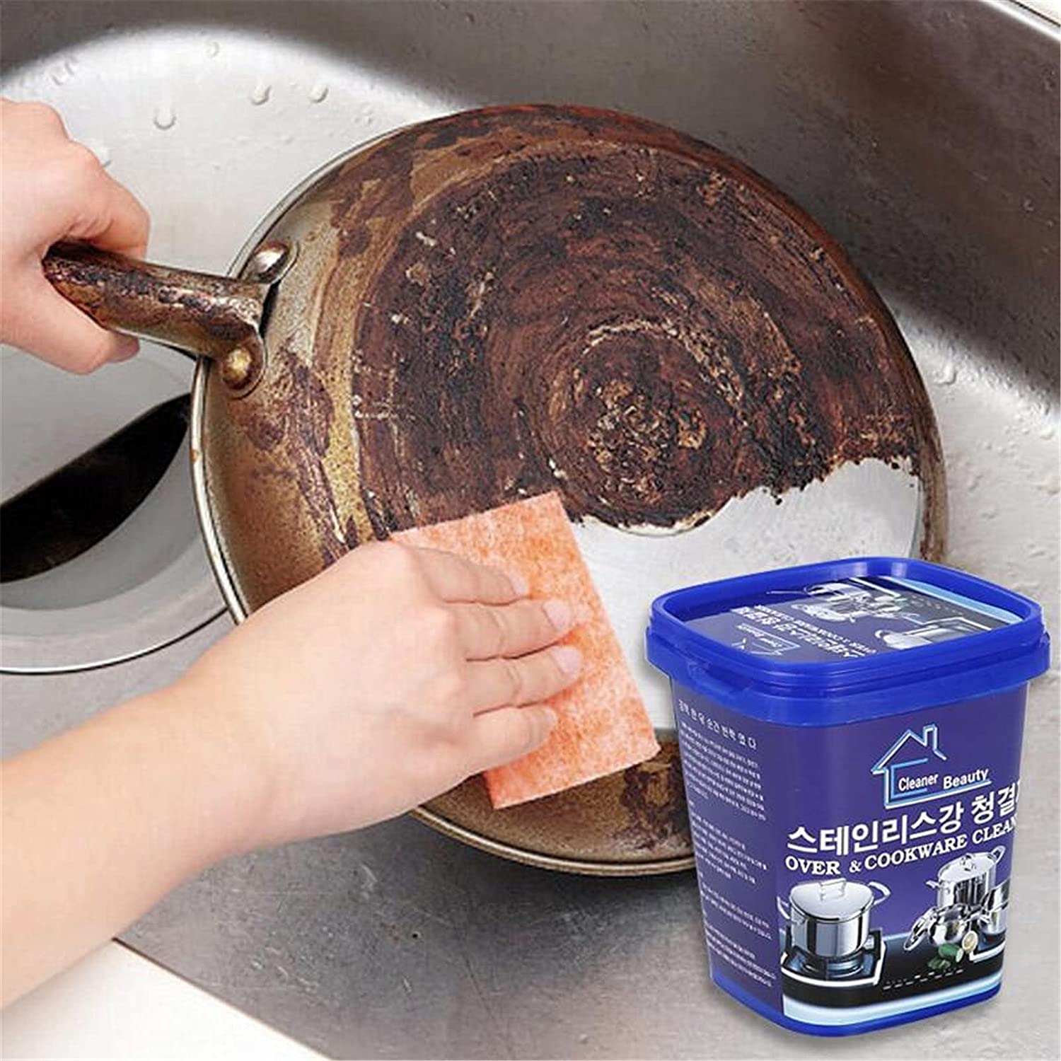 Oven&Cookware Korean Cleaner Stainless Steel Cleaning Paste Multi-Purpose Cleaner&Polish Cleaning Gel for Removing Rust 500 gram weight - Deliverrpk