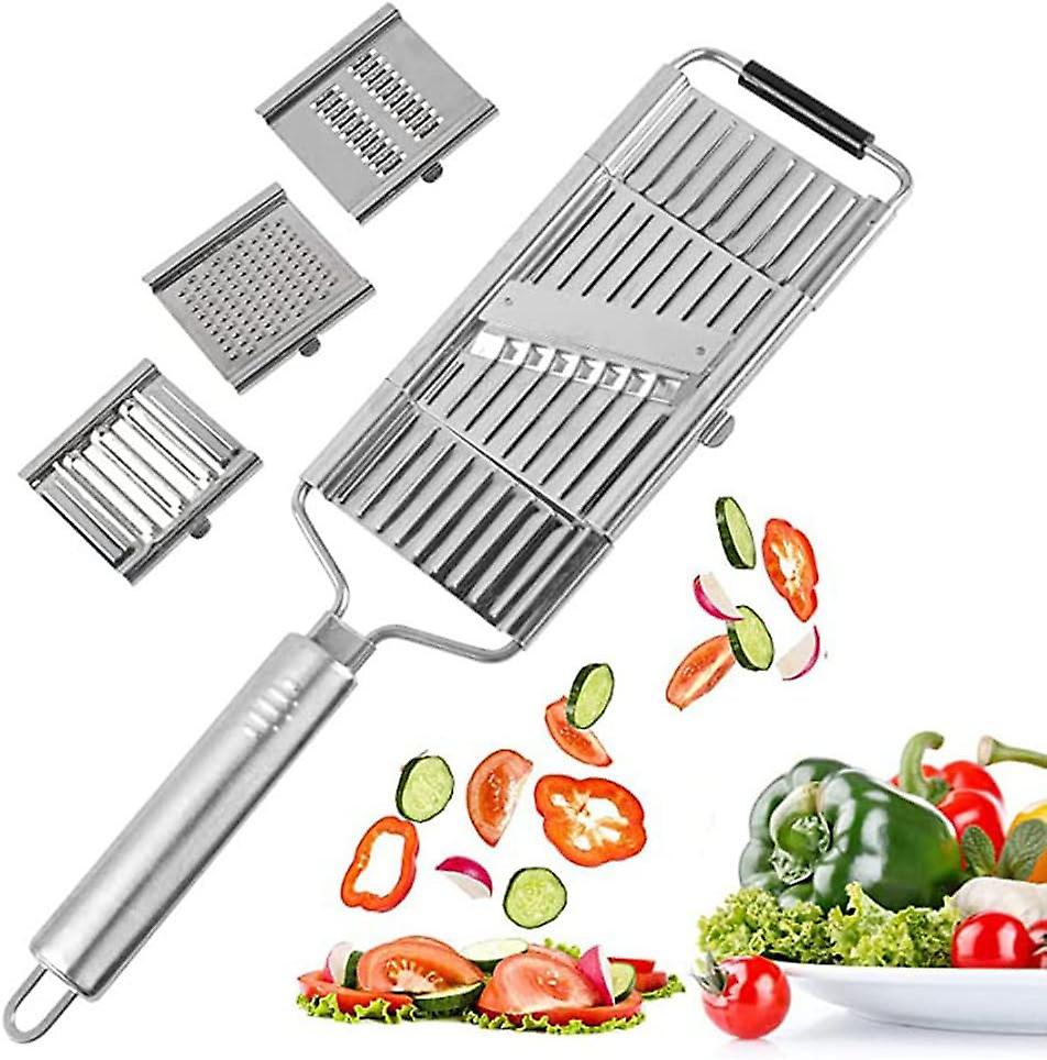 Stainless Steel Jumbo Slicer,4 in-1 Stainless Steel Vegetable Potato Chips Wafer Slicer, Jumbo Slicer Crusher Grater Sharp Cutter for Snack Maker, Potato and Chips Maker Slicer -Silver - Deliverrpk