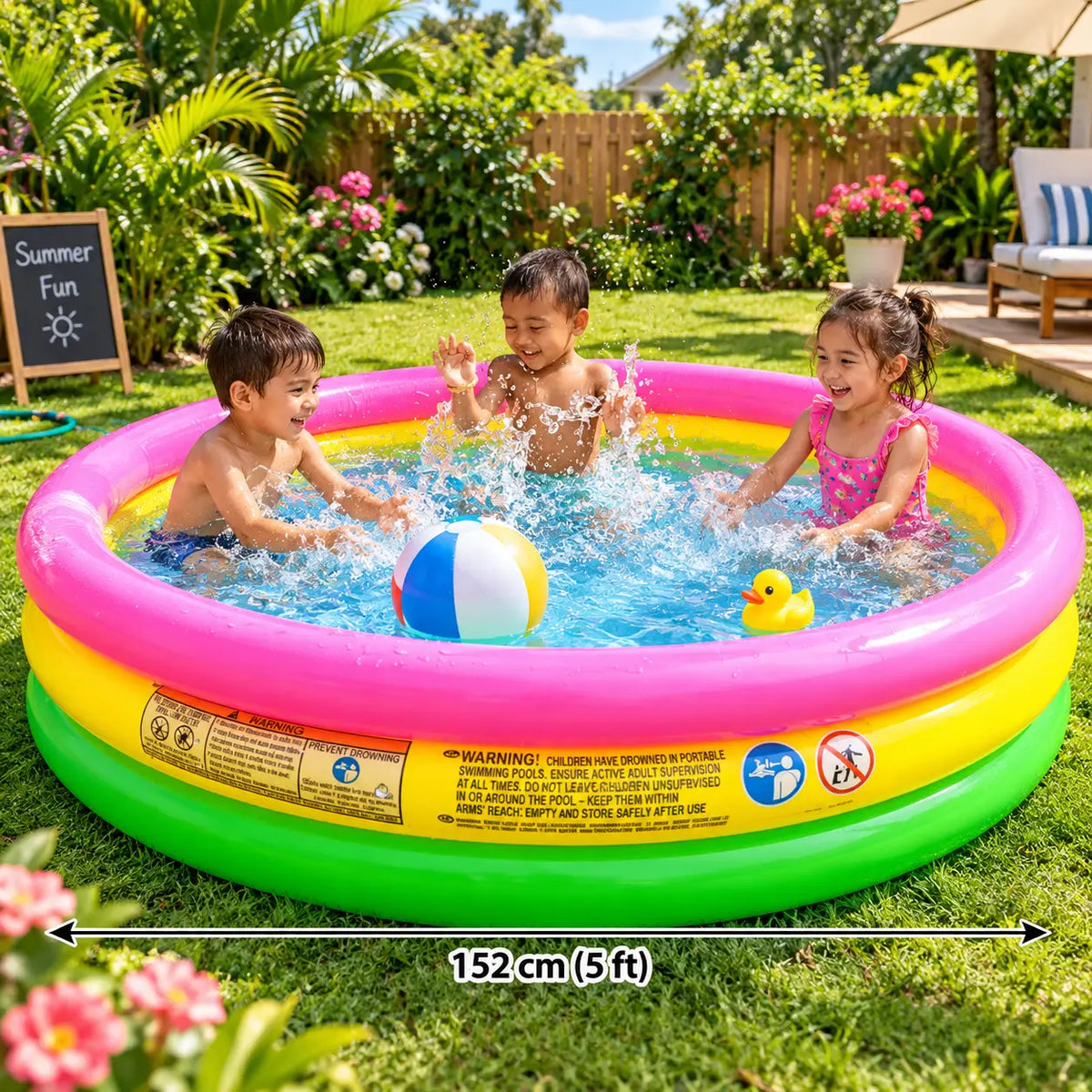5 FT - Intex Rainbow Swimming Pool For Kids (57422)