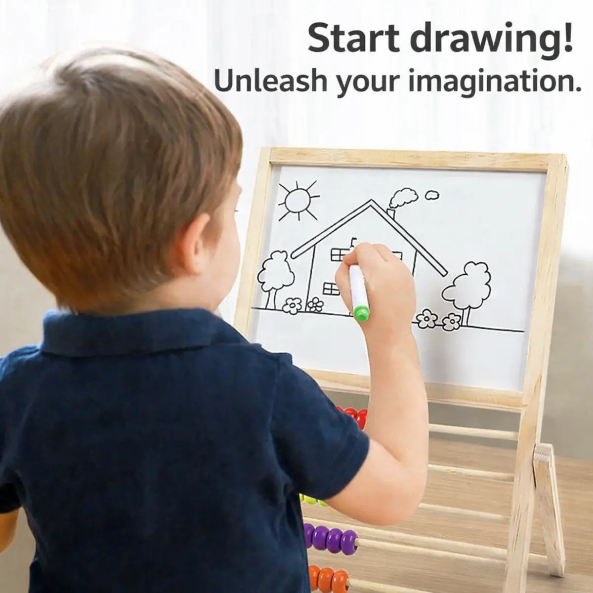 Math Abacus and Double-Sided Multi-Purpose Drawing Board for Kids