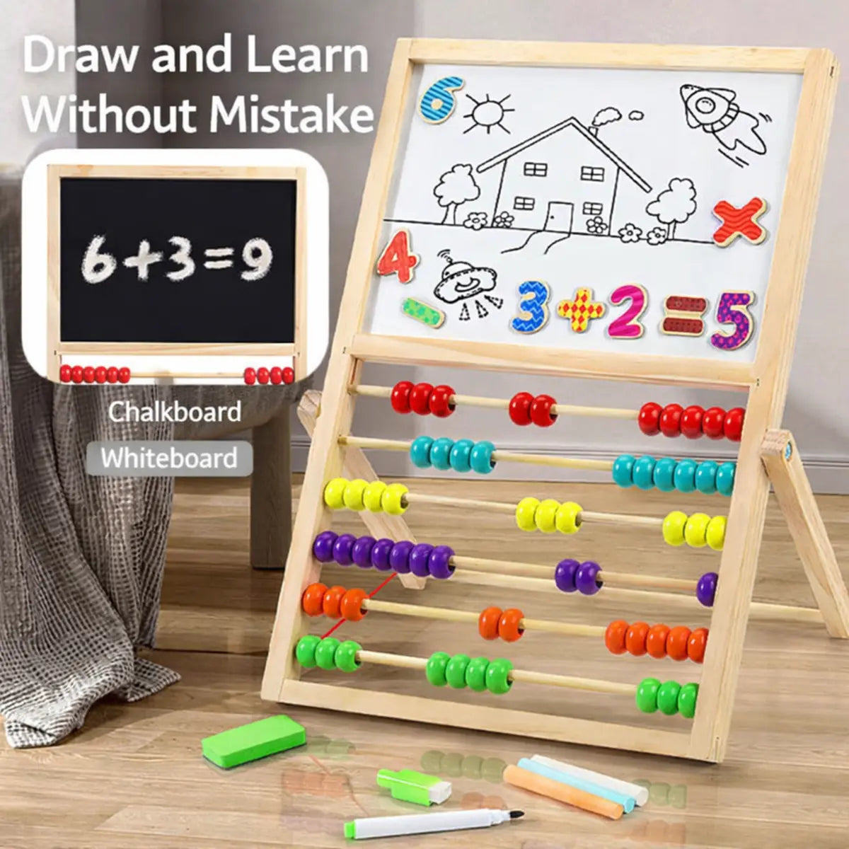 Math Abacus and Double-Sided Multi-Purpose Drawing Board for Kids
