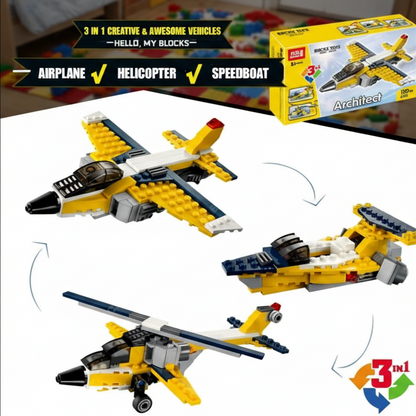 Architect Airplane Brick Toy 3-in-1 Building Blocks – 130 Pieces