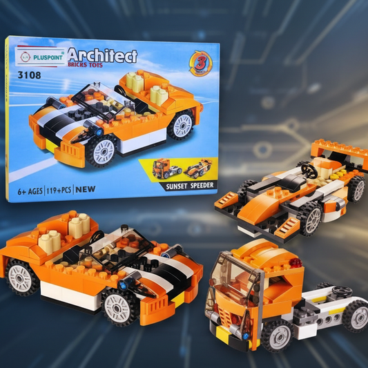 Architect 3-in-1 Speed Car Building Blocks Set – 119 Pieces DIY Racer Toy