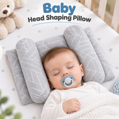 Adjustable baby head shaping soft pillow with cushioned side supports
