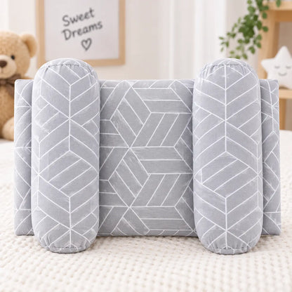 Adjustable baby head shaping soft pillow with cushioned side supports