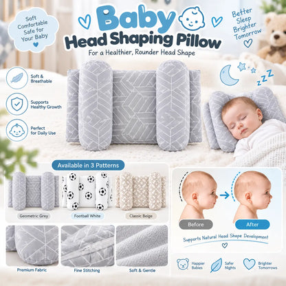 Adjustable baby head shaping soft pillow with cushioned side supports