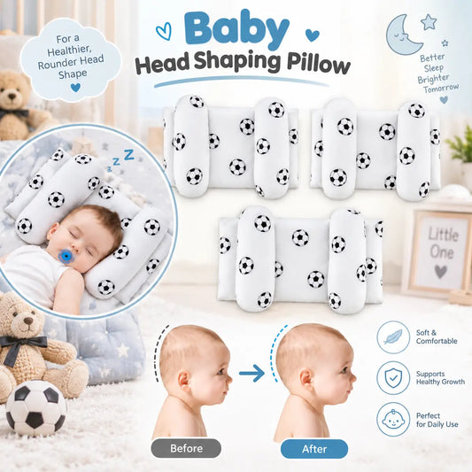 Adjustable baby head shaping soft pillow with cushioned side supports