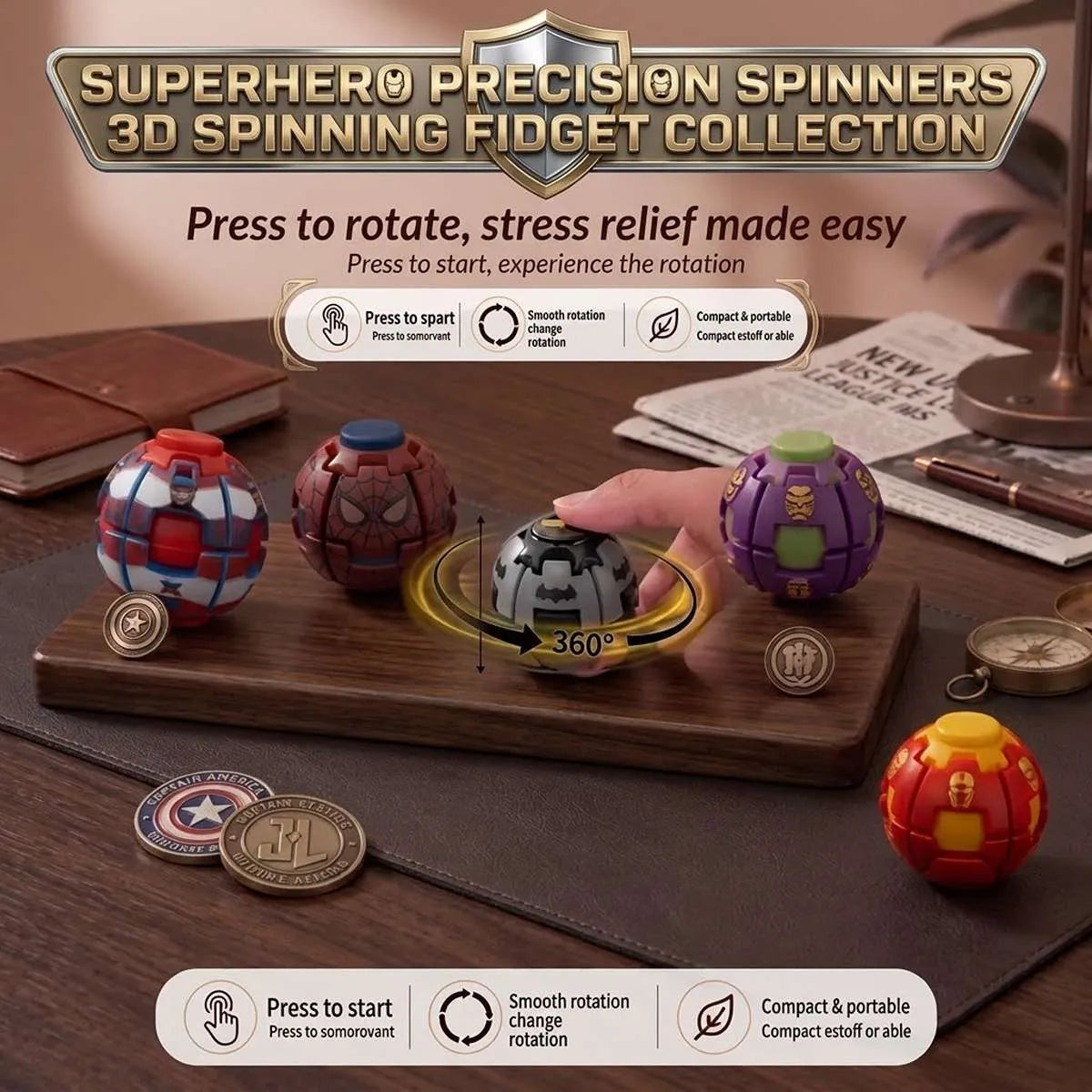 Avengers Press & Spin 3D Spinner Fidget Ball