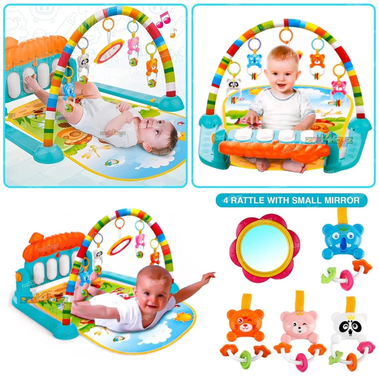 Baby Piano Play Gym Mat with Hanging Toys for Infant Tummy Time
