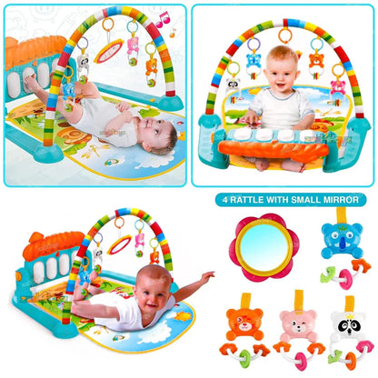 Baby Piano Play Gym Mat with Hanging Toys for Infant Tummy Time