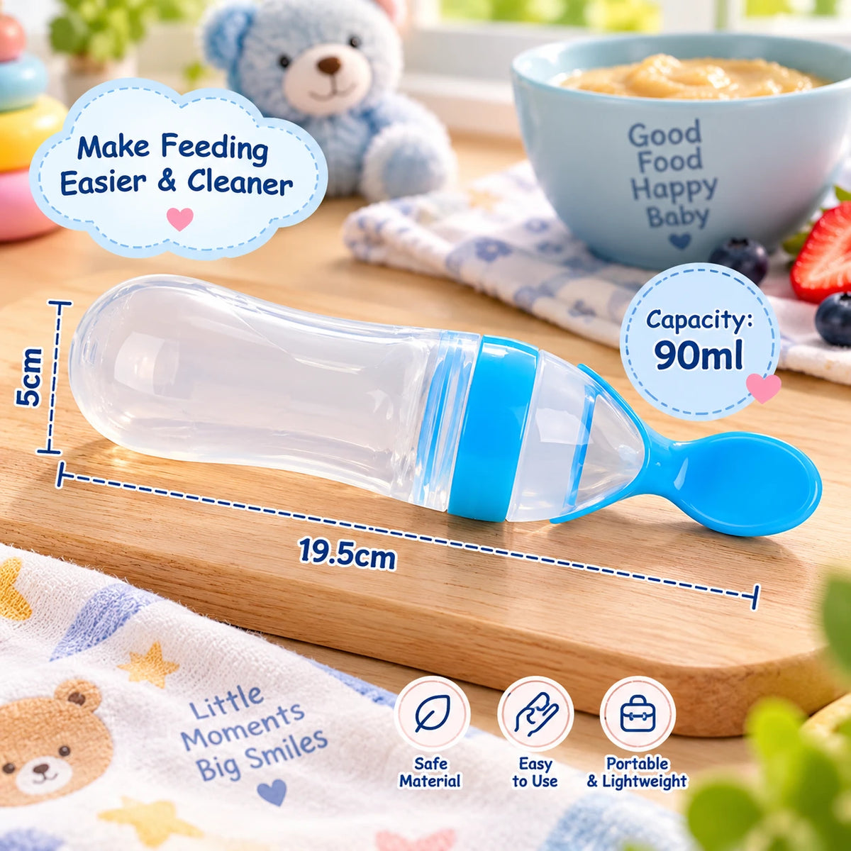 Baby Spoon Feeder 90ml Silicone Feeding Bottle for Baby Feeding