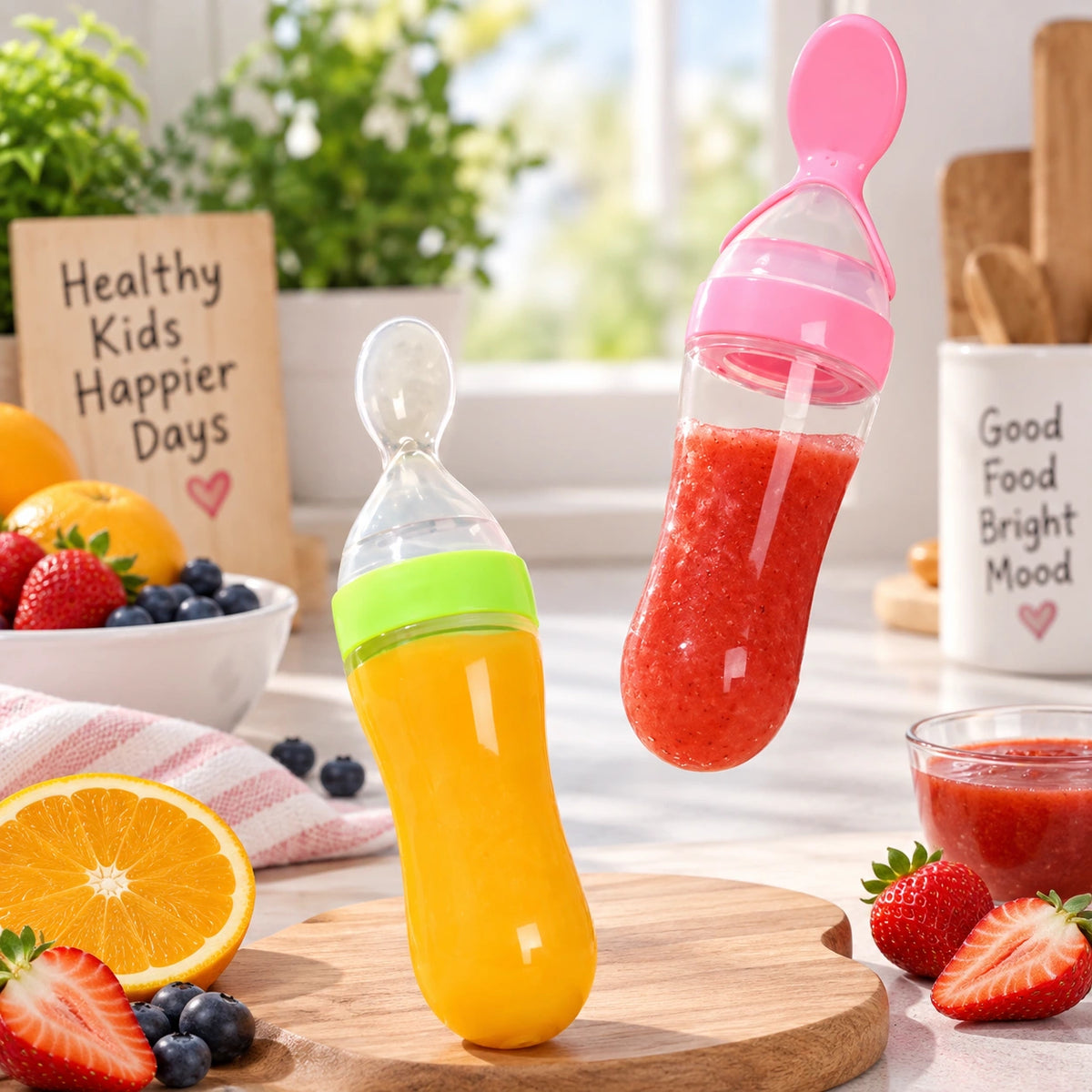 Baby Spoon Feeder 90ml Silicone Feeding Bottle for Baby Feeding