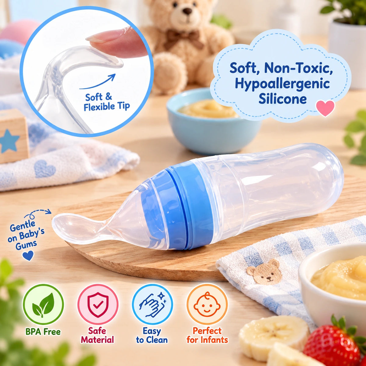 Baby Spoon Feeder 90ml Silicone Feeding Bottle for Baby Feeding